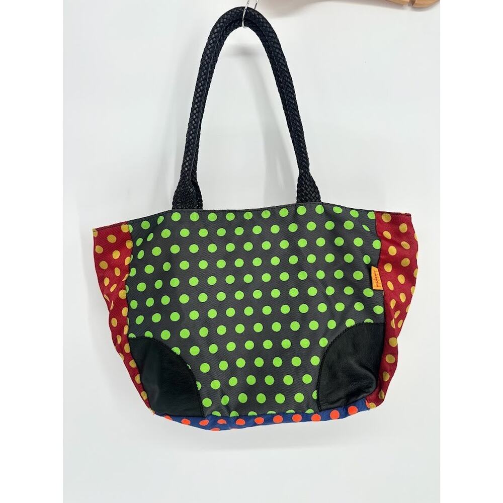 Ronald‎ Furst Design Polka Dot Canvas Tote Zip Bag Purse Tote Artsy Colorful